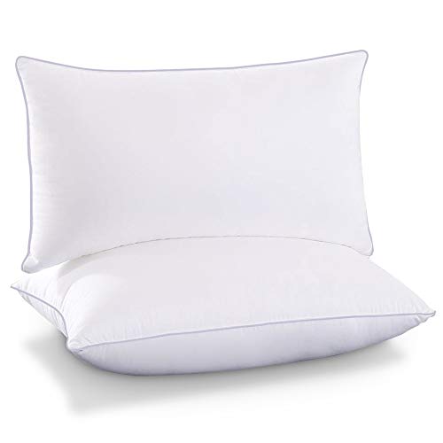 NEKOCAT Bed Pillows for Sleeping 2 Pack 20"x 26" 1000g/Pack Cooling Soft 100% Cotton Cover Adjustable Down Alternative Standard Size Hypoallergenic Pillows for Side, Stomach and Back Sleepers