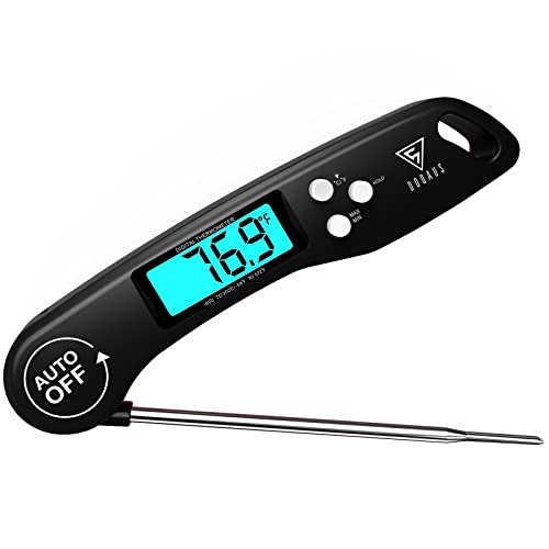 Meat Thermometers, DOQAUS Instant Read Food Thermometer for Cooking, Digital Kitchen Thermometer Probe with Backlight & Reversible Display, Wide Temperature Range for Turkey Grill BBQ Oven