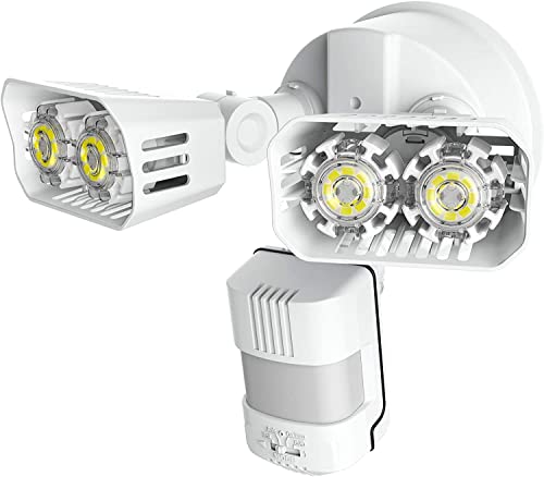 LED Dusk to Dawn Security Motion Sensor Light, 18W(150W Equiv.) Outdoor Waterproof Motion Activated Flood Light, 1800lm, 5000K Daylight, Motion Detection Lights, ETL Certified, White