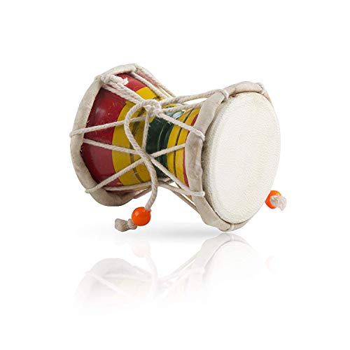 Handmade Wooden & Leather Classical Indian Folk Dumroo Damroo Damaru Hand Drum Set Percussion Decorative Collectible Showpiece World Musical Instruments