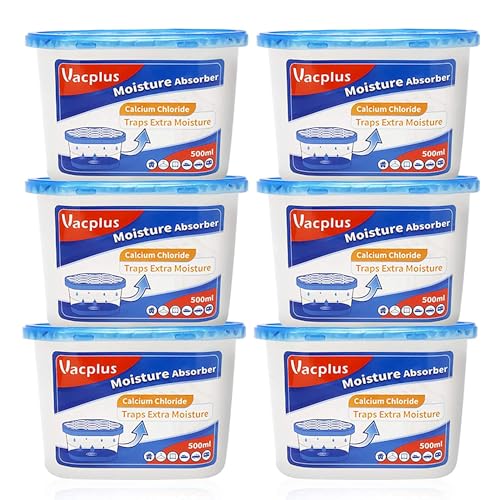 Vacplus Moisture Absorbers 6 Pack, 10.5 Oz Portable Humidity Absorber Boxes for Your Bathroom, Closet & Car, Dehumidifier with Fragrance Free, Navy Blue