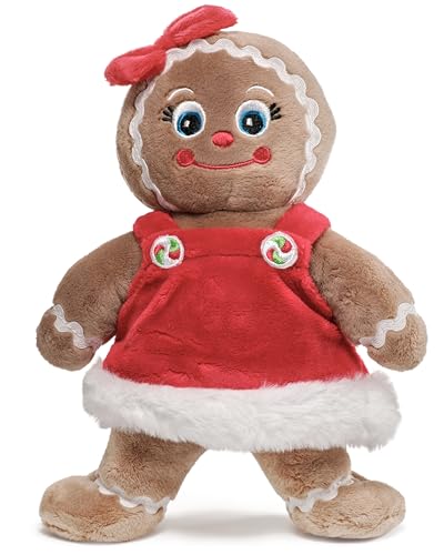 Bearington Holly Ginger Gingerbread Plush, Gingerbread Stuffed Animal, 10 In Christmas Doll, Ideal Christmas Stuffed Plush Gift for Toddlers, Kids & Teens