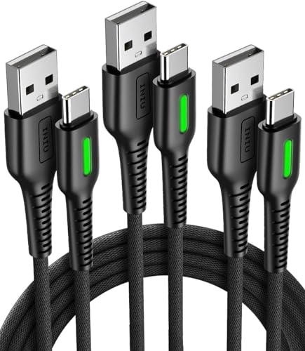 INIU USB C Cable, [3 Pack, 6.6+6.6+1.6ft] 3.1A QC 3.0 Fast Charging Type C Cable, Nylon Braided USB A to USB C Phone Charger Data Cord for iPhone 16/15 Pro Max Samsung S23 S22 Note 10 LG V20 etc