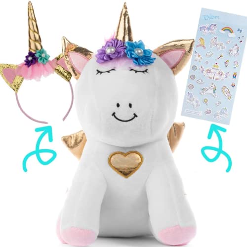 Unicorn Stuffed Animals for Valentine's Day - Unicorn Plush Gift - VDay Gift Animal Plushie Toy with Pink Organza Bag Birthday Gifts for her - Girls Toys - Valentines Day Gift Idea - Plushies