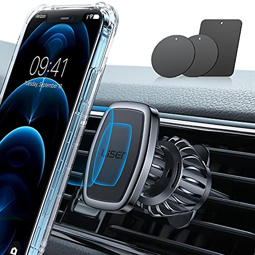 LISEN Phone Holder Car Military-Grade Hook Magnetic Cell Phone Holder Car 6 Strong Magnets Car Phone Holder Mount for iPhone Case Friendly Fit iPhone 14 Plus Pro Max/13/12/11 Pro/Pro Max All Android