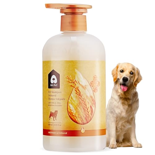 Arf Arf Allay ltch & Irritation Oatmeal Dog Shampoo, Anti-Itch Shampoo, for Allergies, Itching and Dog Skin, Oatmeal Formula with Honey, Pet-Friendly Formula, Cruelty-Free - 16oz