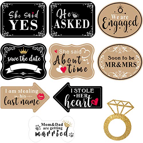10 Pieces Engagement Announcement Photo Prop Kit Engagement Announcement Party Decorations Engagement Announcement Photo Signs Cardboard for Engagement Wedding Party