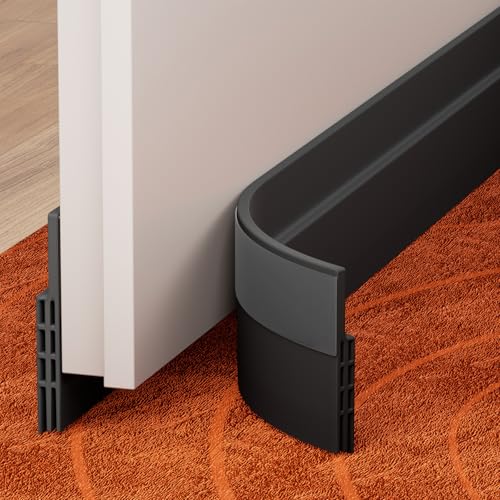 GroTheory 2 Pack Under Door Draft Stopper, Home Improvement, Weather Stripping Door Seal, Bottom of Door Sweep, Garage Window Blocker Noise Dust Insulation Draft Guard, 39" L, Black