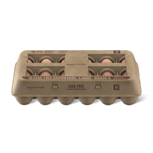 Amazon Grocery, Cage Free Brown Eggs, Grade A, 18 Ct (Previously Amazon Fresh, Packaging May Vary)