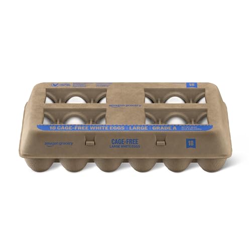 Amazon Grocery, Cage-Free Large White Eggs, Grade A, 18 Ct (Previously Fresh Brand, Packaging May Vary)