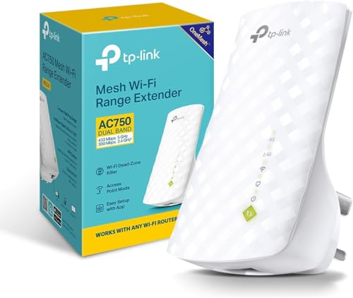 TP-Link RE220 AC750Mbps WiFi Extender Booster, Dual Band WiFi Extender,Wired Access Point Mode, Internet Booster with Ethernet Port, Connect Up To 32 Devices, Smart App Control, Easy Setup, UK Plug