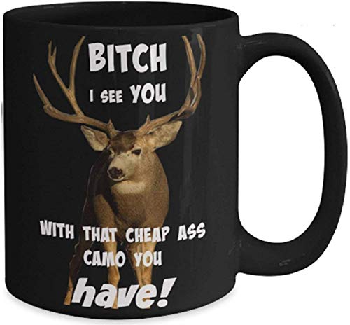 Hunting Coffee Mug - Large 15 oz Best Novelty Rasion ramic Funny Deer Coffee Cup for Hunters, Moms, Dads and Any Outdoorsmen. Printed in The US