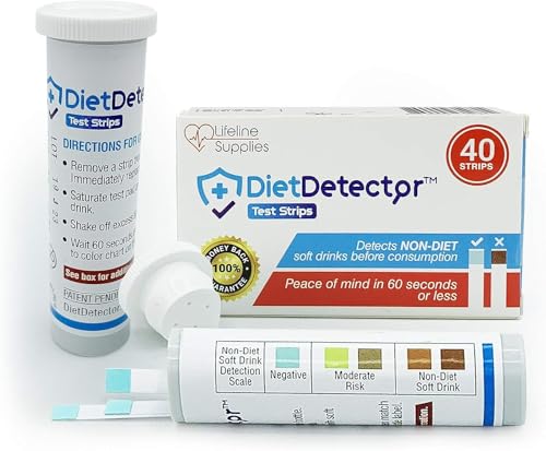 DietDetector Test Strips - Detects Non-Diet Soft Drinks Before Accidental Consumption - A Must Have for Diabetics and The Health Conscious - 40 Strips Per Box