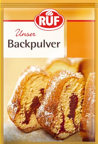RUF Backpulver, Backtriebmittel für Kuchen, Brötchen, Waffeln und Plätzchen, Abflussreiniger natürlich, Haushaltsmittel zur Reinigung, glutenfrei und vegan, 6x15g