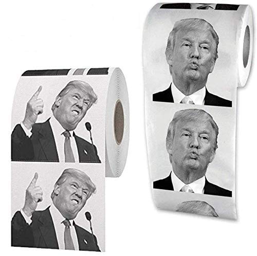 2 Rolls Donald Trump Toilet Paper 2 Different Pictures - 250 Sheets per Roll - Kiss & Funny Political Gag Gift