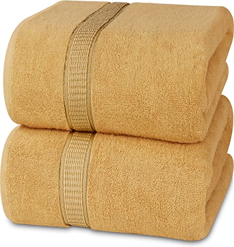 Utopia Towels Luxurious Jumbo Bath Sheet 2 Piece, 600 GSM, 35 by 70 Inches, 100% Ring Spun Cotton, Highly Absorbent and Quick Dry Extra Large Bath Towel, Super Soft Towel, Champagne