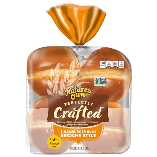 Nature's Own Perfectly Crafted Brioche Style Hamburger Buns, Non-GMO Sandwich Buns, 8 Count