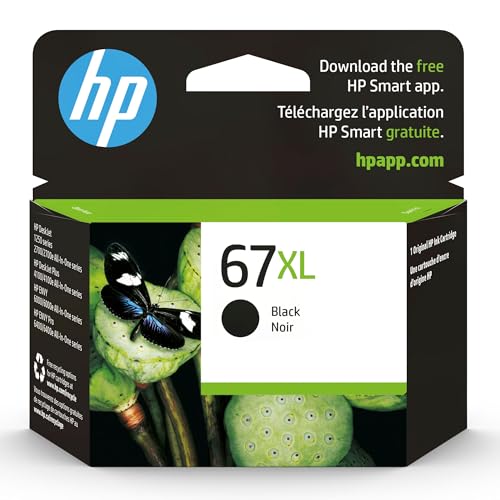 HP Original 67XL Black High-Yield Ink Cartridge | Works with HP DeskJet 1255, 2700, 4100 Series, HP Envy 6000, 6400 Series | Eligible for Instant Ink | 3YM57AN
