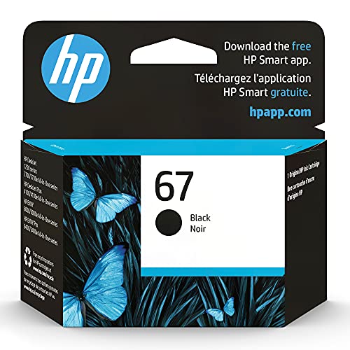 Original HP 67 Black Ink Cartridge | Works with HP DeskJet 1255, 2700, 4100 Series, HP Envy 6000, 6400 Series | Eligible for Instant Ink | 3YM56AN