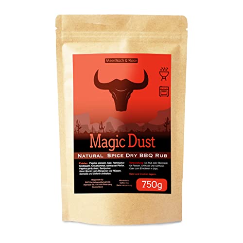 Magic Dust 750g, BBQ-Rub Gewürzmischung zum Grillen, XXL-Vorteilspack, Magic-Rub Grillgewürz als Trocken Rub oder Marinade für Fleisch, Vegetarischem oder Dips, in Deutschland von Hand abgefüllt