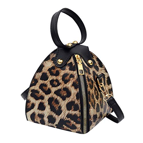 Yoyorule Fashion Women’ s Leopard Print Large Capacity PU Leather Shoulder Bag Messenger Bag Crossbody Phone Bag Handbag (B)