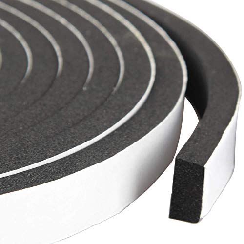 G-CHARGE Single Side High Density Self Adhesive Foam Seal Tape, Weather Stripping Doors and Window Insulation Soundproofing, (12mm x 6mm x 5 Meter)