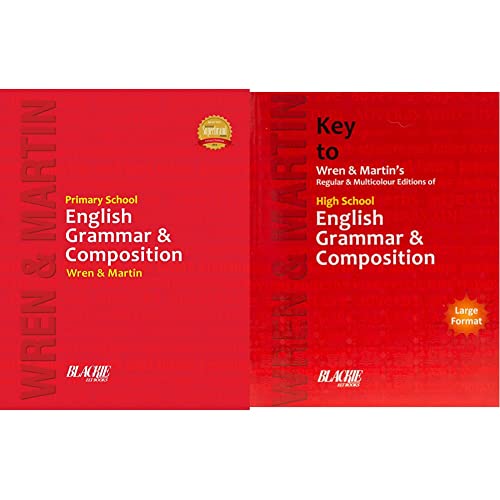Primary School English Grammar and Composition + Key to Wren & Martin's Regular & Multicolour Edition of High School English Grammar & Composition - Set of 2 Books