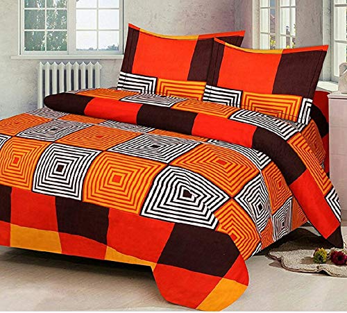 SHAKUMBHARI FAB 140Tc 100% Glace Cotton Queen Bedsheets Double Bed with Pair of Pillow Covers Size - (90 x 100)