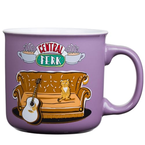 Silver Buffalo Friends Central Perk Smelly Cat Large Ceramic Camper-Style Coffee Mug for Cappuccino, Latte, Hot Cocoa or Hot Tea, 20 Ounces