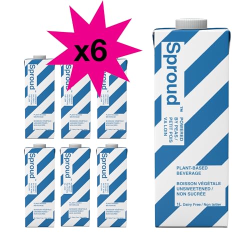 SPROUD Vegan Pea Protein Milk - Unsweetened - 1 Litre (Pack of 6) - Plant-Based Long Life Alternative - Lactose, Gluten, Dairy Free - Non-GMO - Soy, Rice, Almond & Oat Alternative