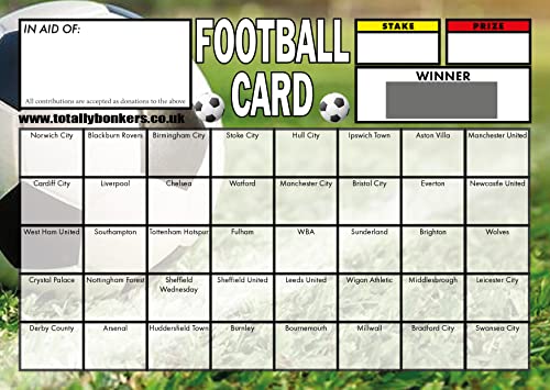 Totally Bonkers - Football (Landscape Green) Fundraising Scratch Cards - 40 Square - A6 (148x105mm) -10 Pack - TB0038 - Blind Card