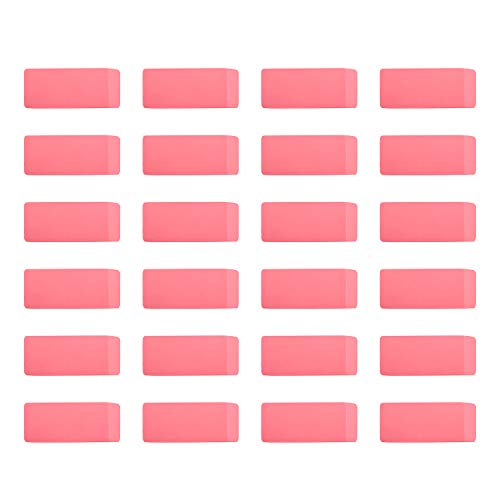 Amazon Basics Rectangular Eraser, 24 Count, Pink