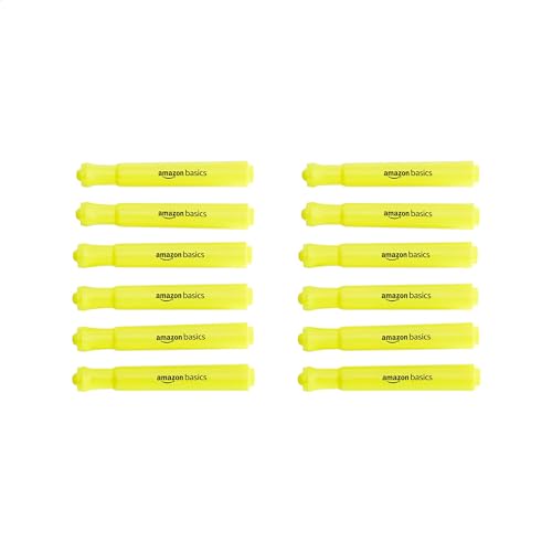 Amazon Basics Bright Tank Style Highlighters - Chisel Tip, Yellow, 12-Pack