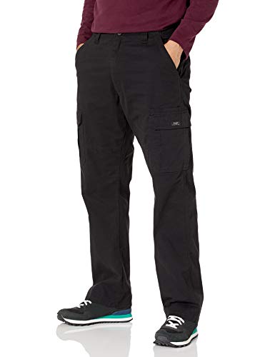 Wrangler Authentics Men's Relaxed Fit Stretch Cargo Pant, Black, 46W x 30L