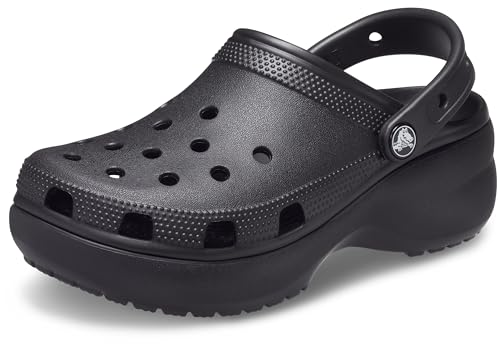 Crocs Women's Classic Platform Clogs, Black, 8