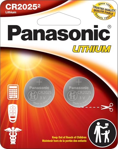 Panasonic CR2025 3.0 Volt Lithium Coin Cell Batteries – 2 Pack