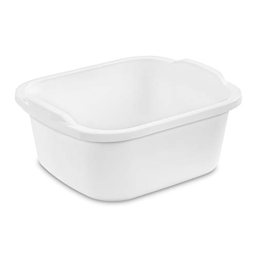 Tribello Plastic Wash Tub Dishpan Basin and Foot Bath for Soaking Feet, Laundry Hand Wash Bucket, Dish Pans for Washing and Storage Cleaning Supplies - 12 Quarts - Heavy Duty - Made in USA (White)