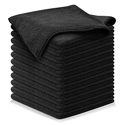 USANOOKS Microfiber Cleaning Cloth - 12Pcs 12.5x12.5 inch High Performance - 1200 Washes, Ultra Absorbent Microfiber Towels for Cars Undercarriage, Rims and Engine Bay Cleaning -Microfiber Cloth