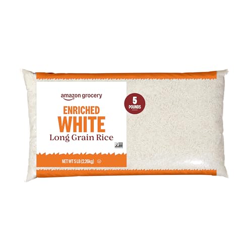 Amazon Grocery, Enriched White Long Grain Rice, 5 Lb (Previously Amazon Fresh, Packaging May Vary)
