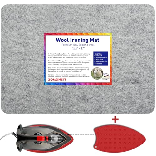 ZOMONETI 17" x 13.5" Wool Pressing Mat 100% New Zealand Felted Wool Ironing Mat Pad Blanket for Quilter, Sewing, Quilting Supplies and Notions