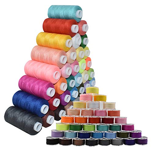 Renashed 72Pcs Bobbins Sewing Threads Kit, 36 Colors Spools 360Yards per Polyester Thread, 36 Colors Prewound Bobbin with Case for Hand Machine Sewing