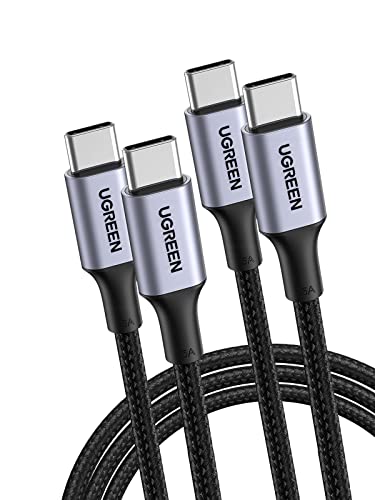 UGREEN 100W USB C to C Cable (6FT 2Pack), PD Type C Fast Charger Cord, 5A Charging Cable Compatible with MacBook Pro Air, iPad, Dell XPS, iPhone 16 15, Galaxy S25 S24 S23 Ultra, Pixel 9 8 7