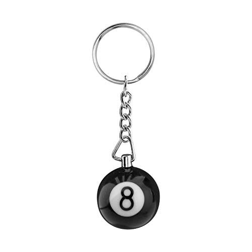 POTIY Billiards Ball Key Rings Pool Player Gift Pool Ball Lucky 8 Ball Charm Keychain Gift for Billiards Lover, Black