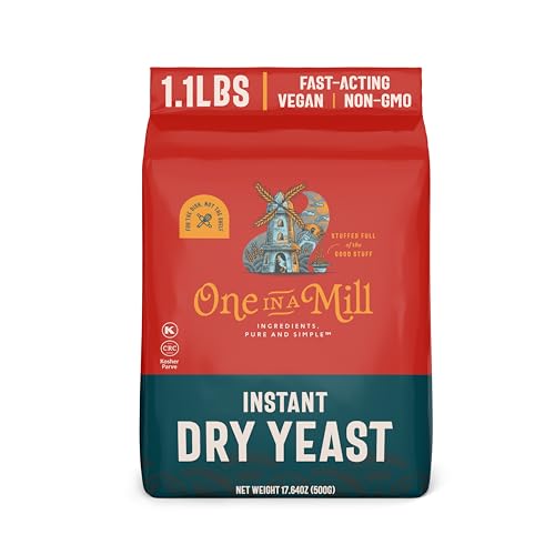 One in a Mill Instant Dry Yeast | 1.1 LB (Pack Of 1) [IMPROVED] Fast Acting Self Rising Yeast for Baking Bread, Cake, Pizza Dough Crust | Kosher | Quick Rapid Rise Leavening Agent for Pastries