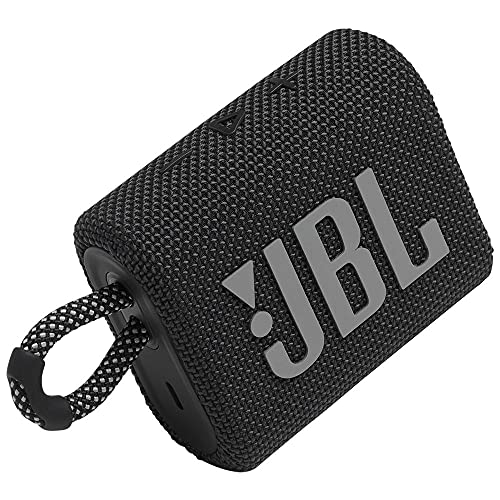JBL Go 3 Wireless Portable Bluetooth Mini Speaker, Small Speaker with Pro Sound, Vibrant Colors with Rugged Fabric Design, Lightweight IP67 Waterproof, Type C Interface (Without Mic, Black)