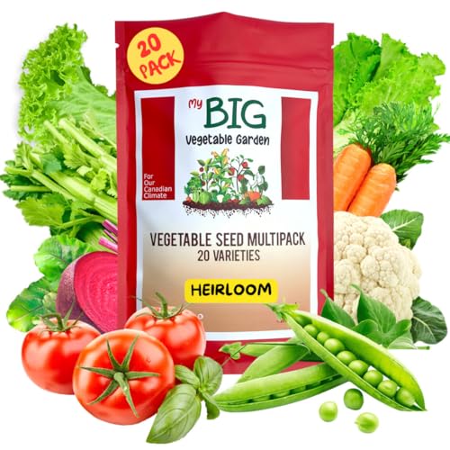 20 Heirloom Vegetable Seed Varieties – Home Garden Vegetable Seeds for Planting in Canada from Oh! Canada Seeds, Non-GMO Graines de Jardin Variety Pack Canadian Kit