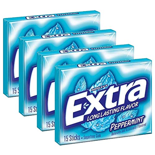 Extra Long Lasting Flavour Peppermint Sugarfree Gum - 15 Sticks - 4 Pack, 4 x 40 g