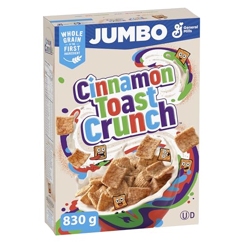 CINNAMON TOAST CRUNCH - JUMBO SIZE PACK - Cereal Box, 830 Grams Package of Cereal, Cinnamon Flavour
