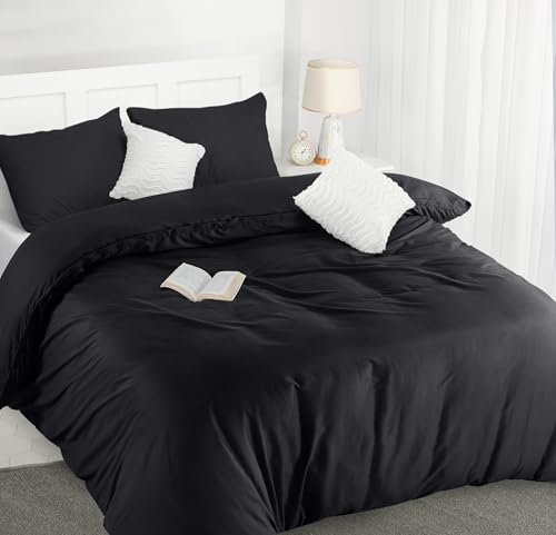 Utopia Bedding Duvet Cover Double with Pillow cases - Soft Microfibre Polyester - Bedding Quilt Cover Set (Black)