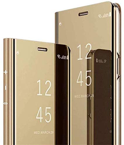 SkyTree Clear View Electroplate Gold Mirror Protective Leather with Glass Flip Cover for Samsung Galaxy Note20 5G / Samsung Galaxy Note 20 5G - Gold Mirror